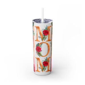MD Floral Mom Skinny Tumbler with Straw - 20oz, Perfect for Mother\'s Day Gifts
