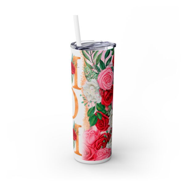 MD Floral Mom Skinny Tumbler with Straw - 20oz, Perfect for Mother\'s Day Gifts - Image 4