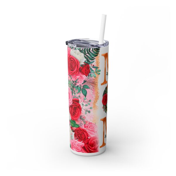 MD Floral Mom Skinny Tumbler with Straw - 20oz, Perfect for Mother\'s Day Gifts - Image 2